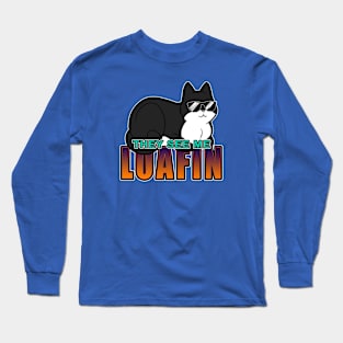 They See Me Loafin' - Black n White Cat Long Sleeve T-Shirt